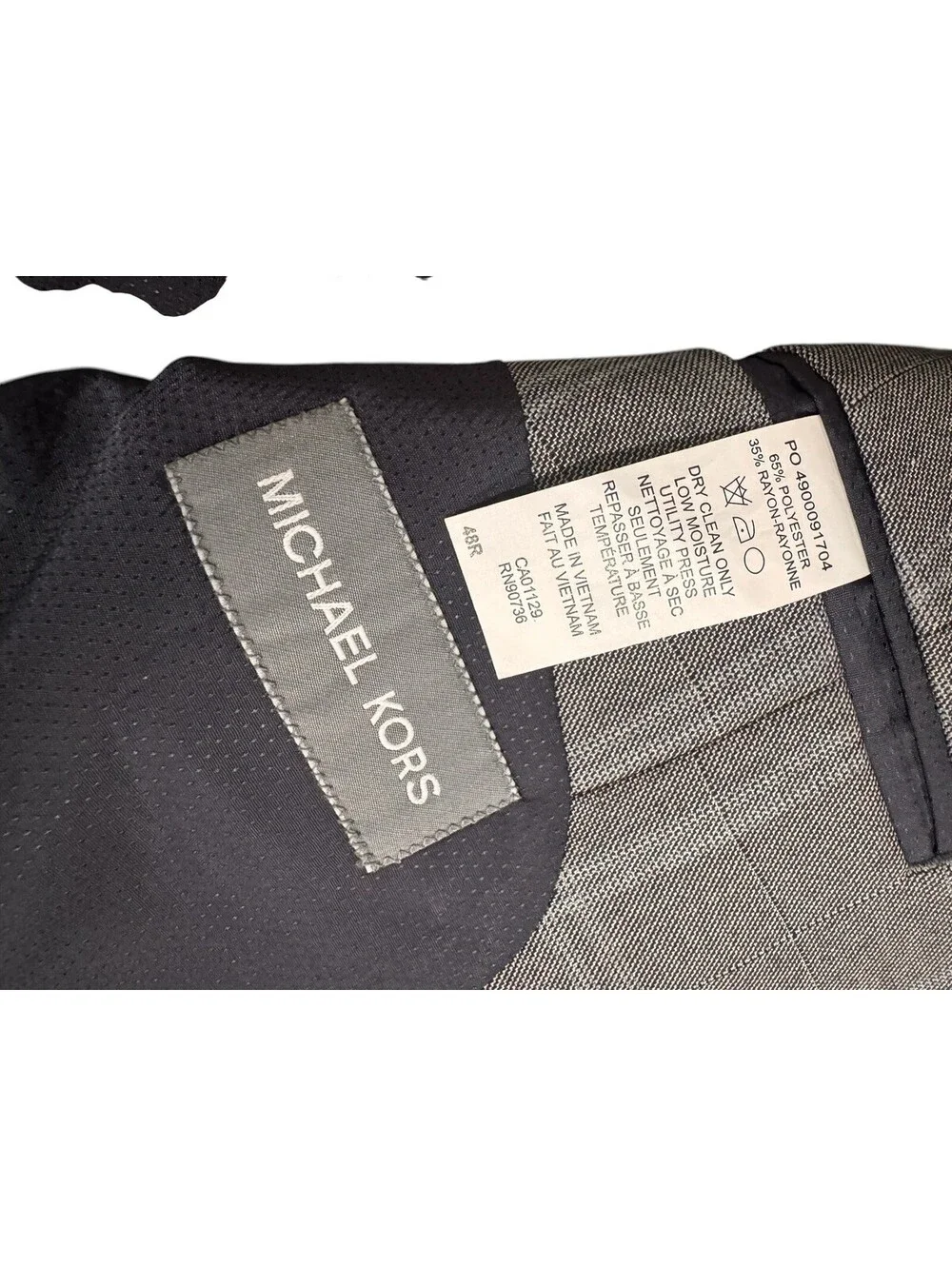 Michael Kors Sport Coat Mens 48R Blazer Jacket Gray Plaid Windowpane 2 Button